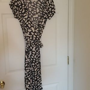 Loft Black and Ivory Wrap Dress
